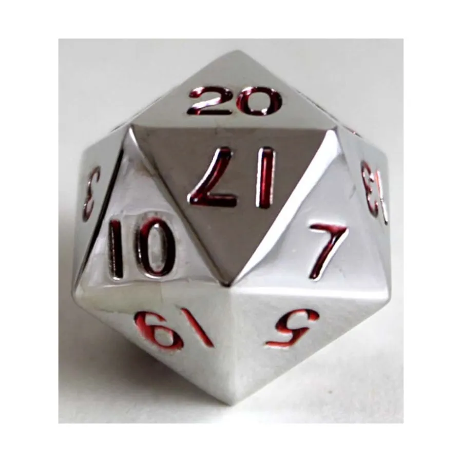 

Металлические кубики d20 20 мм с красным цветом, Dice - Metal, Oversized