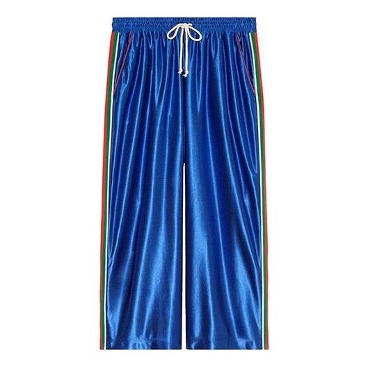 

Брюки shiny jersey pant with web 'royal blue ' Gucci, синий