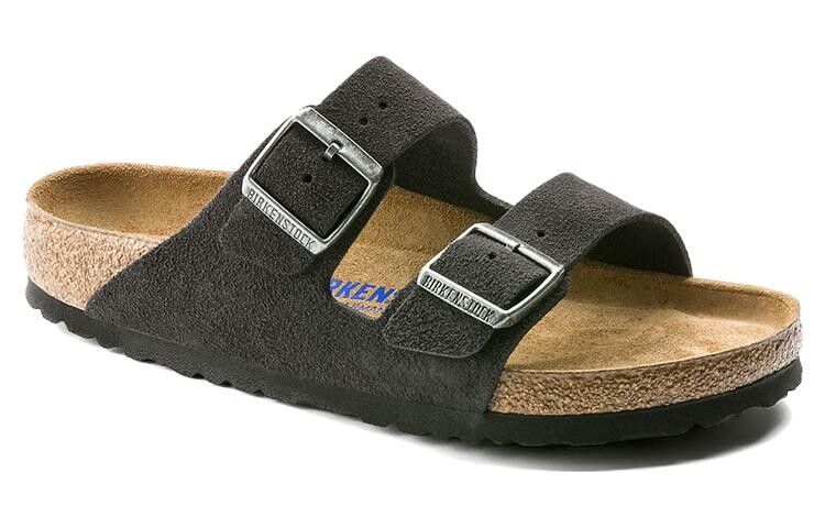 Шлепанцы Arizona Soft Footbed Suede Velvet Grey Birkenstock — фото 2