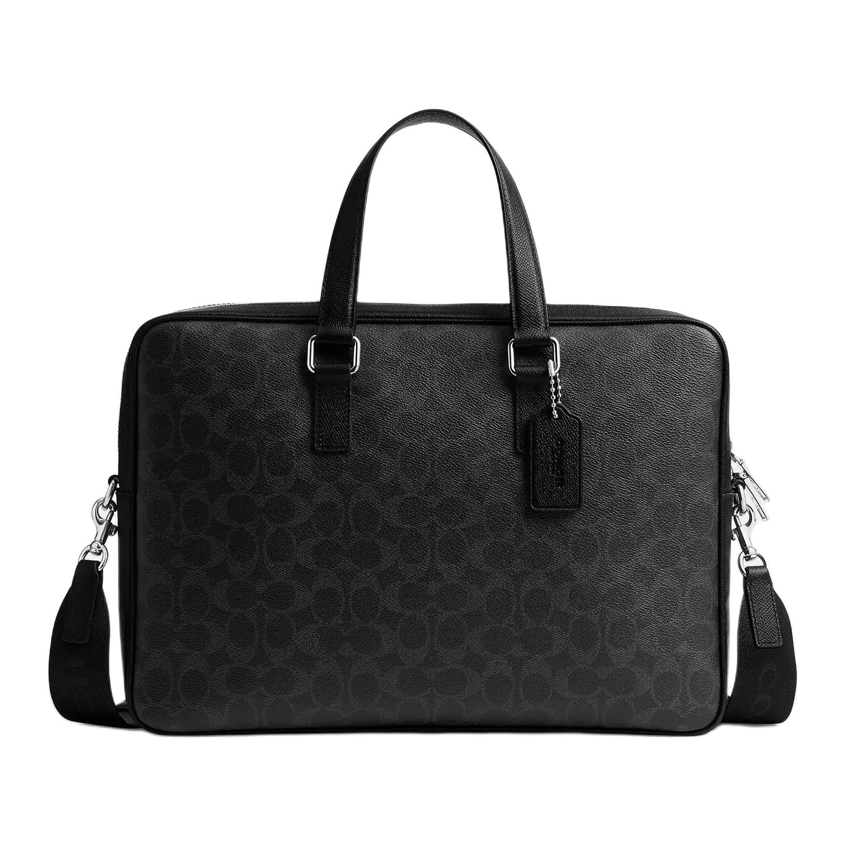 

COACH Кожаный портфель Canvas Large мужской черный