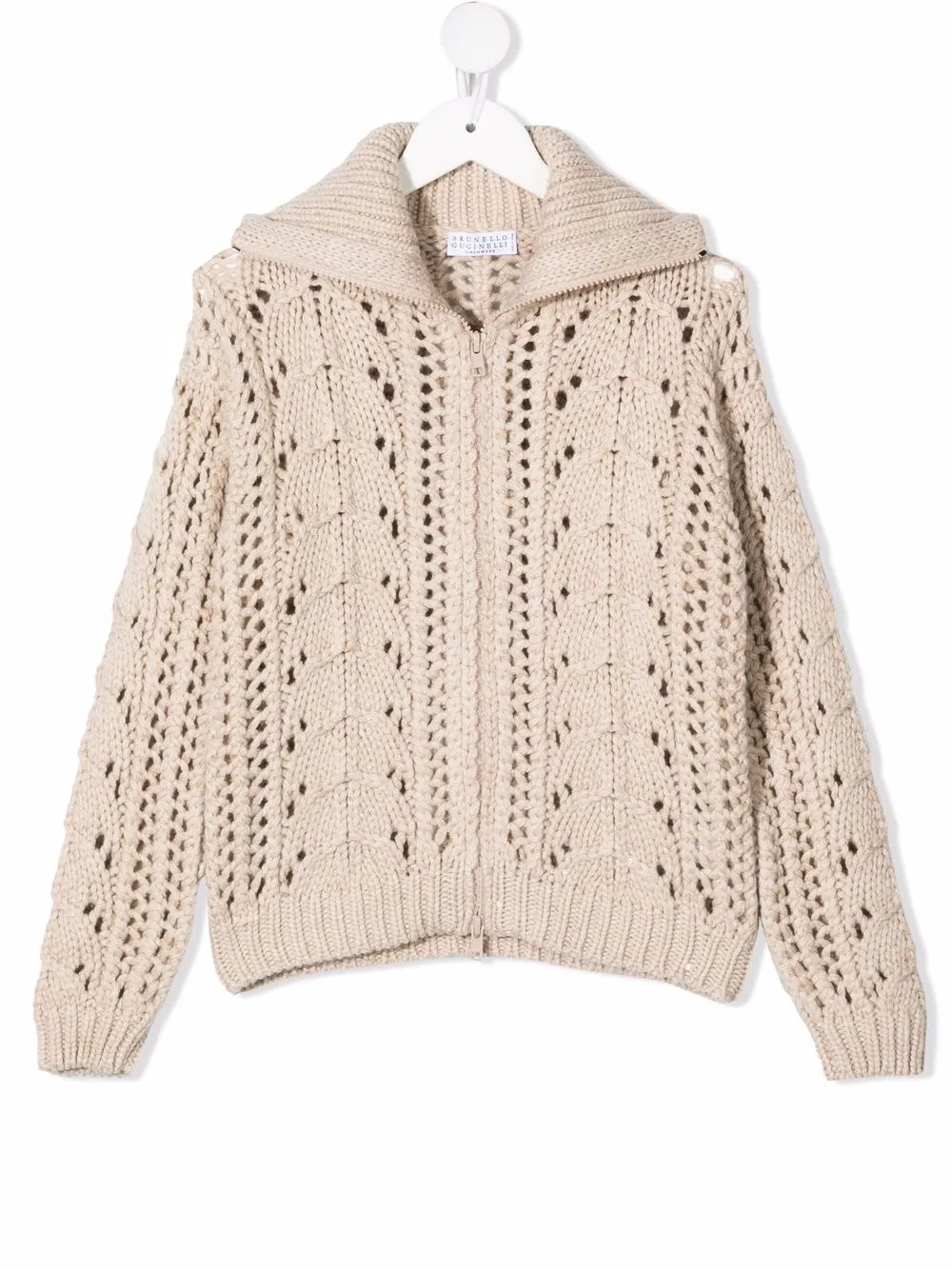

Кардиган на молнии Brunello Cucinelli Kids, нейтральный