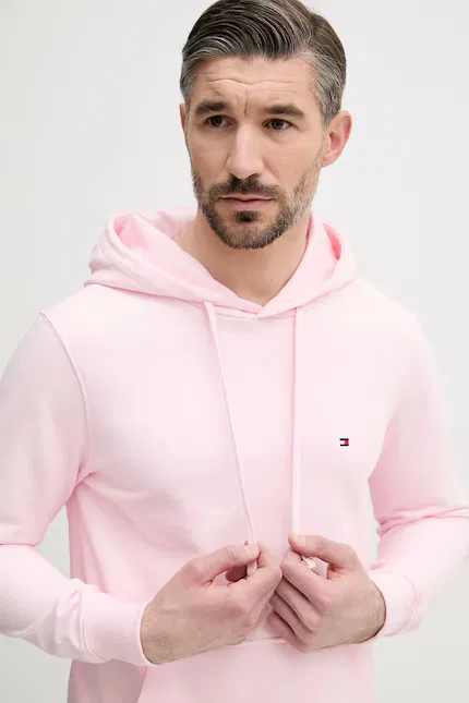 Худи мужское хлопковое Tommy Hilfiger, розовый — фото 4