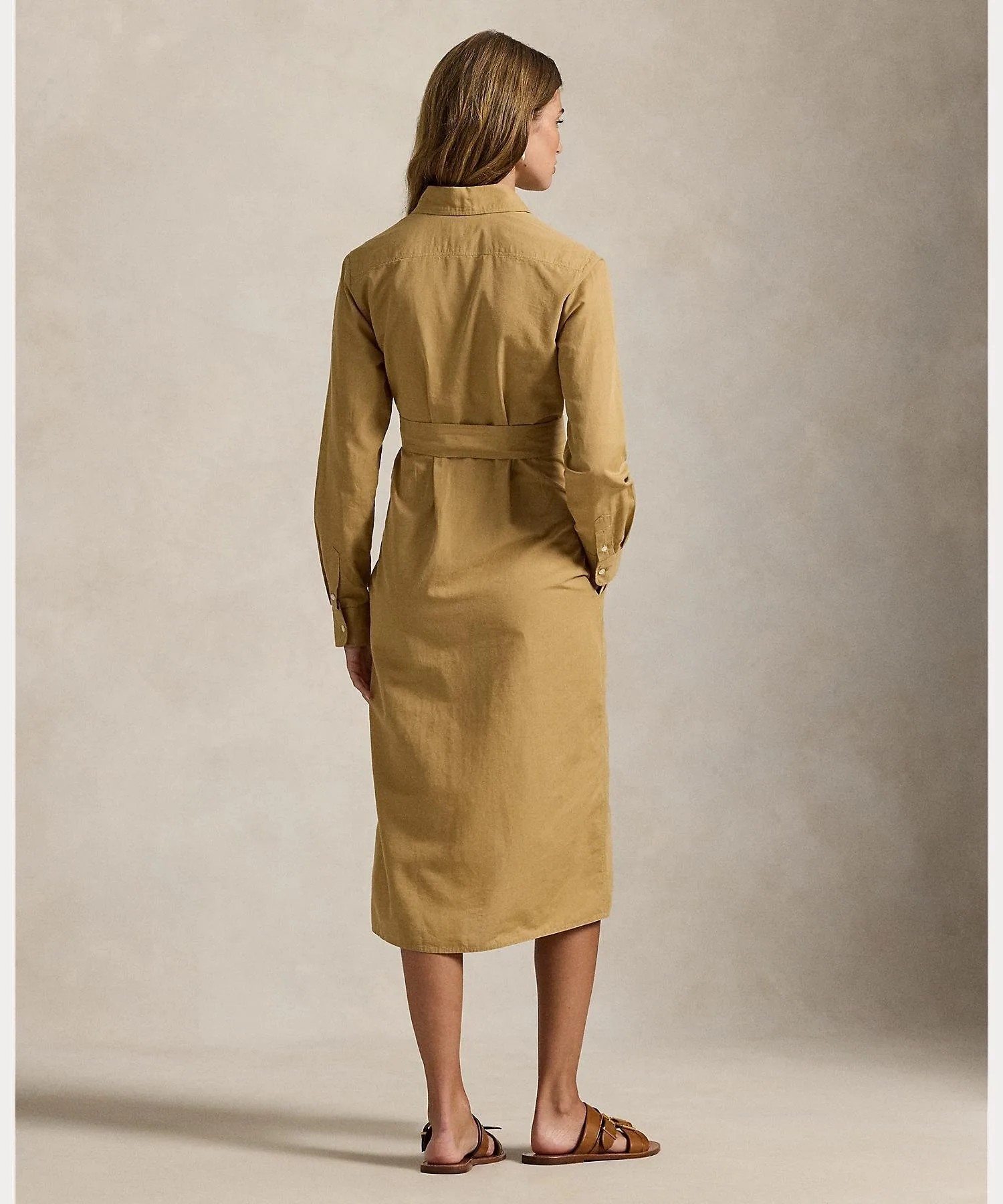 Платье-рубашка из хлопка и льна с поясом Polo Ralph Lauren, 260 Brown — фото 4