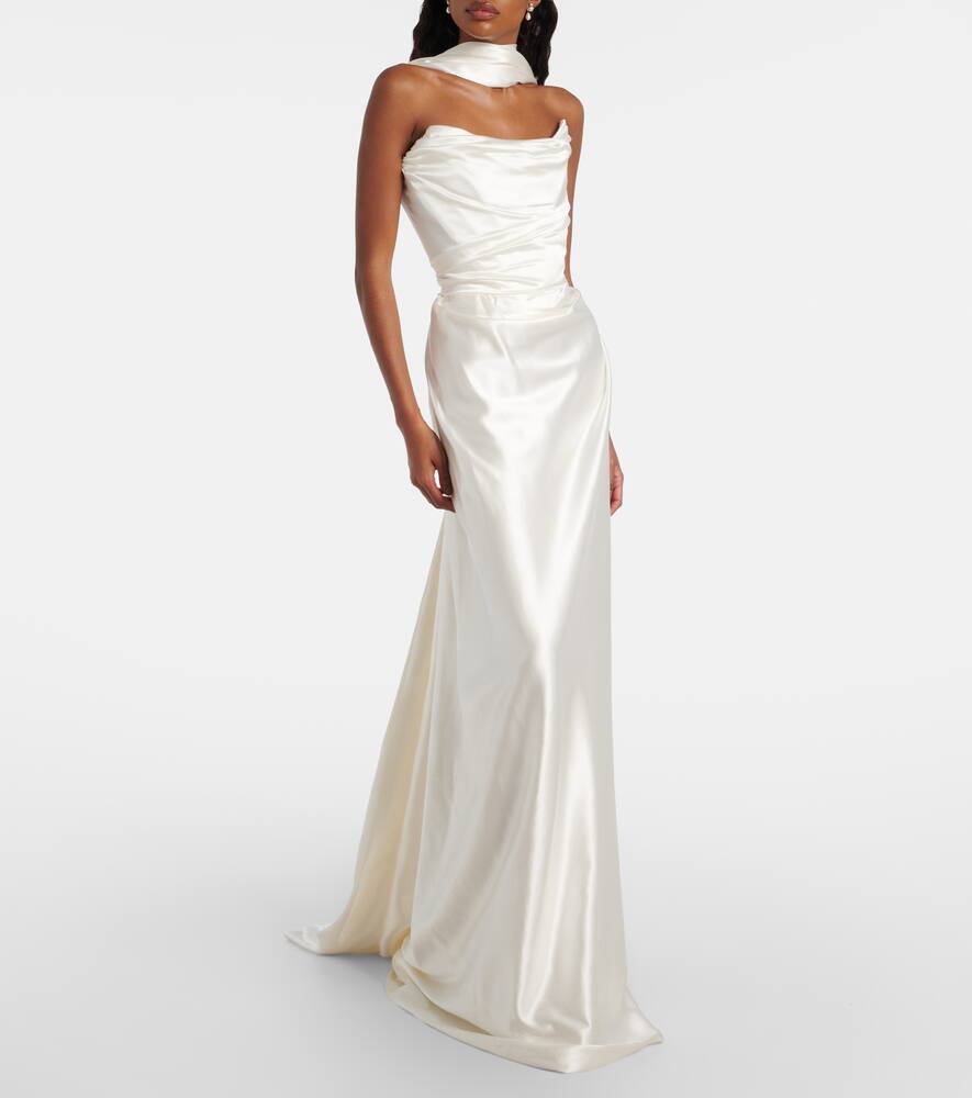 Платье Vixen из смесового шелка с драпировкой и шарфом Vivienne Westwood, Ivory — фото 2