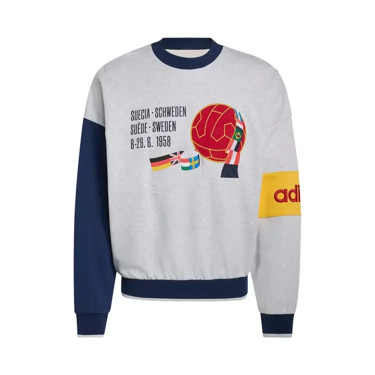 Толстовка Adidas Sweden World Cup Crew Sweatshirt 'Light Grey Heather/Night Indigo/Bold'