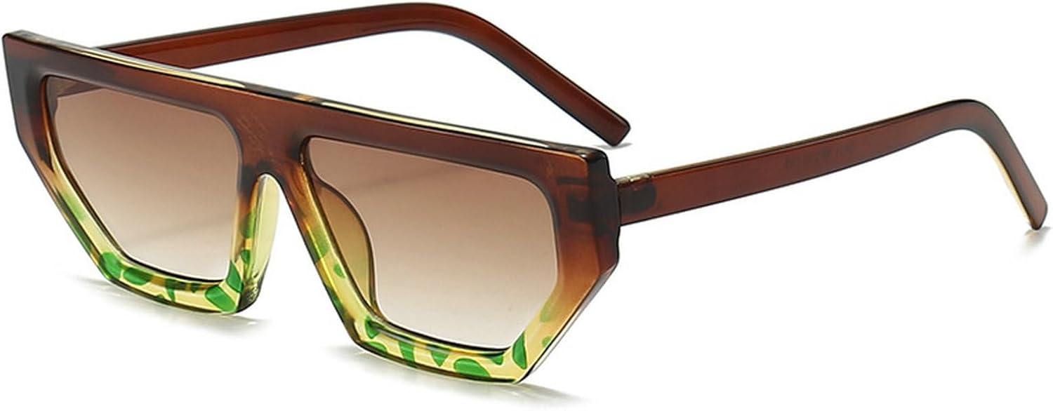 

Винтажные квадратные солнцезащитные очки для женщин и мужчин, очки «кошачий глаз», очки в толстой оправе, модные женские многоугольные солнцезащитные очки mincl, Brown