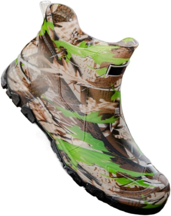 

Мужские камуфляжные короткие резиновые ботинки для лодок и рыбалки, водонепроницаемые, легкие, дышащие, с широкой противоскользящей подошвой Geerta, зеленый