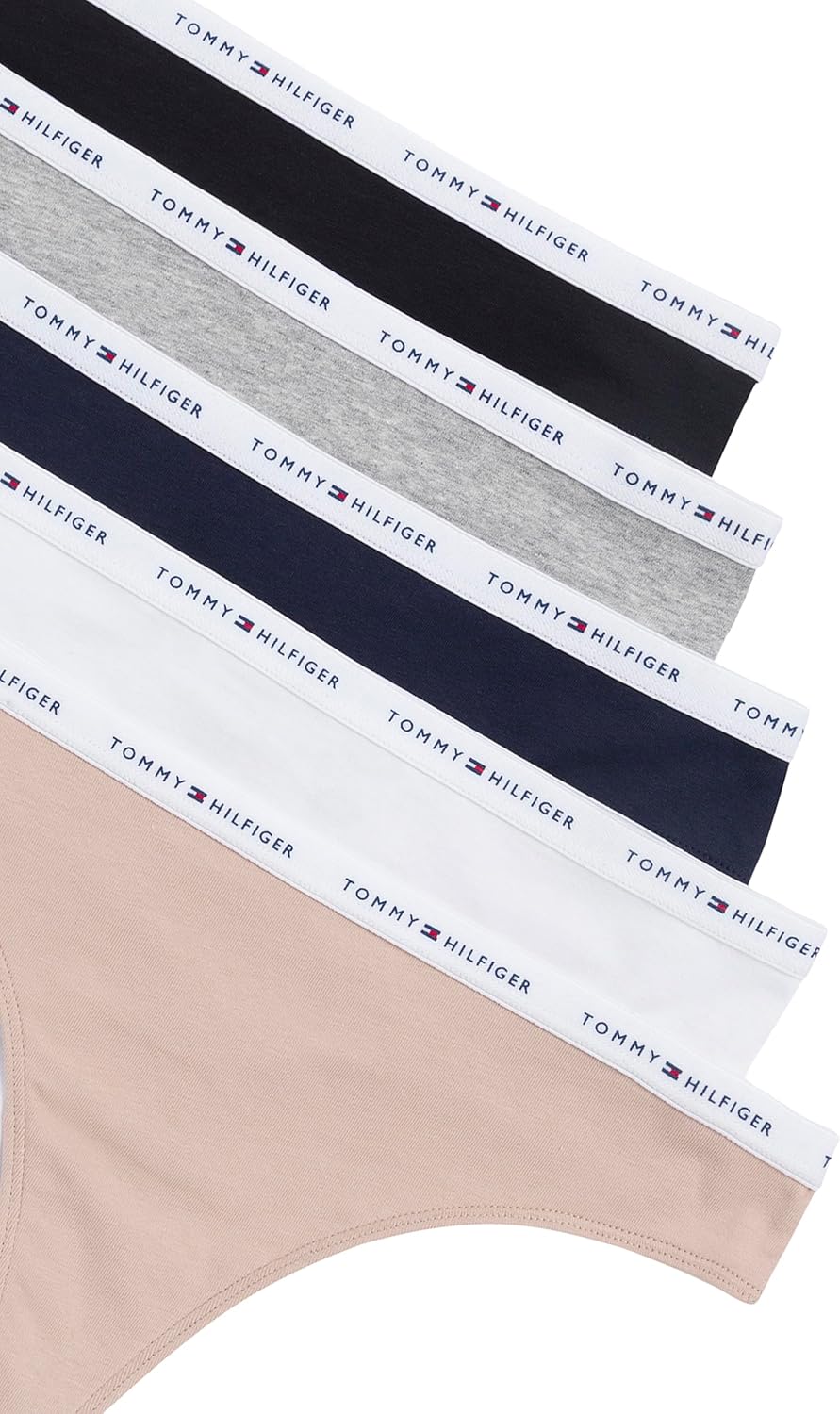 Женские стринги Tommy Hilfiger Classic Cotton с логотипом, 5 пар, Heather Grey/Black/Beige/Navy/White — фото 3