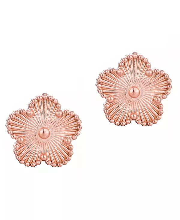 

Серьги-Гвоздики из розового золота с пятью листочками клевера, устойчивые к потускнению Adornia, pink