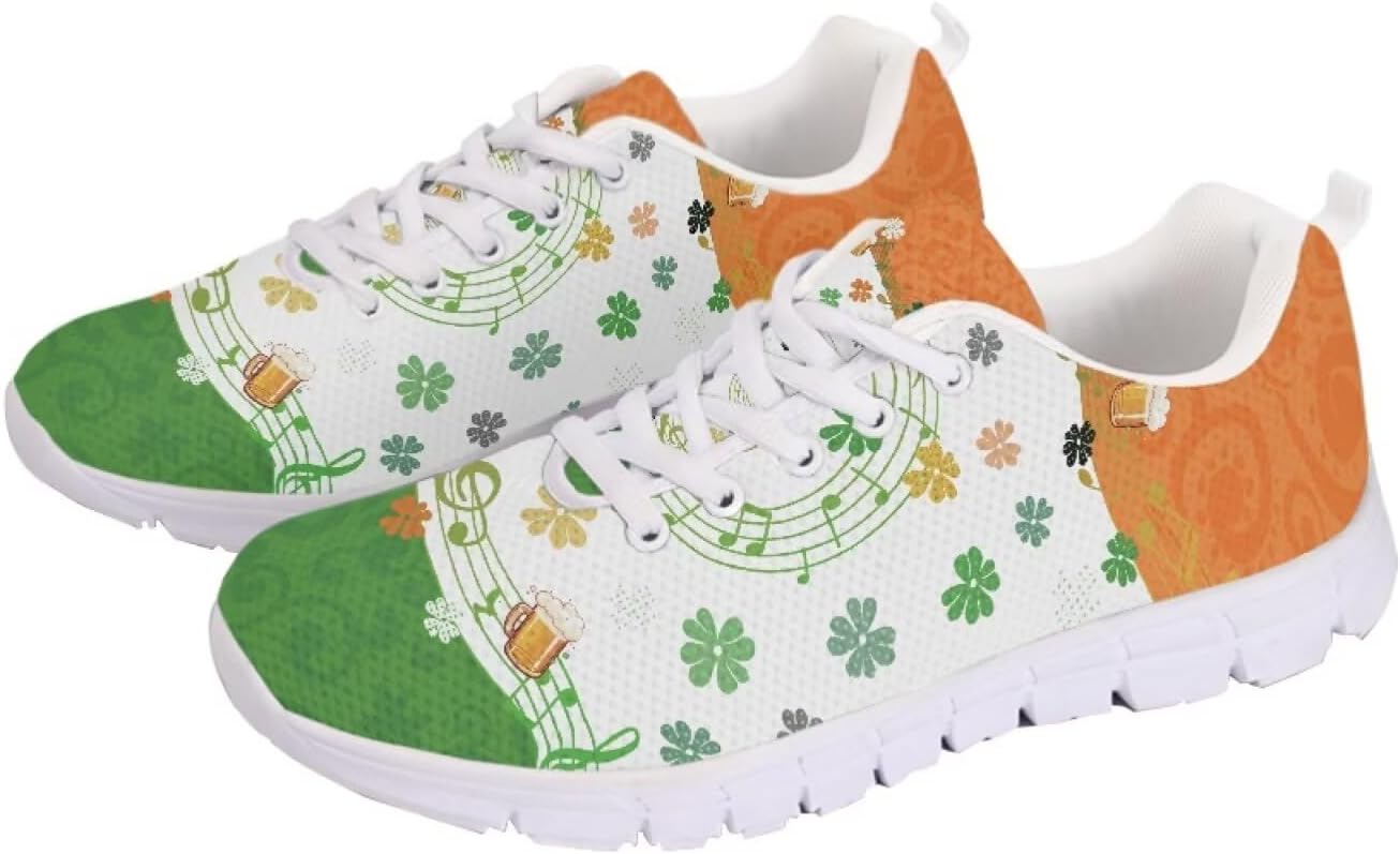 

Кроссовки GETELINSENG Унисекс для бега, легкая спортивная обувь с сеткой, шнуровкой, для тенниса и прогулок, St Patrick's Day Music Note