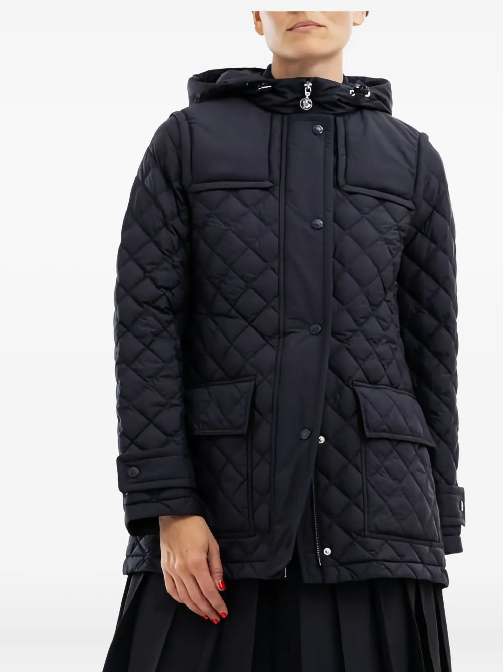 

Стеганый пуховик с капюшоном MONCLER, синий