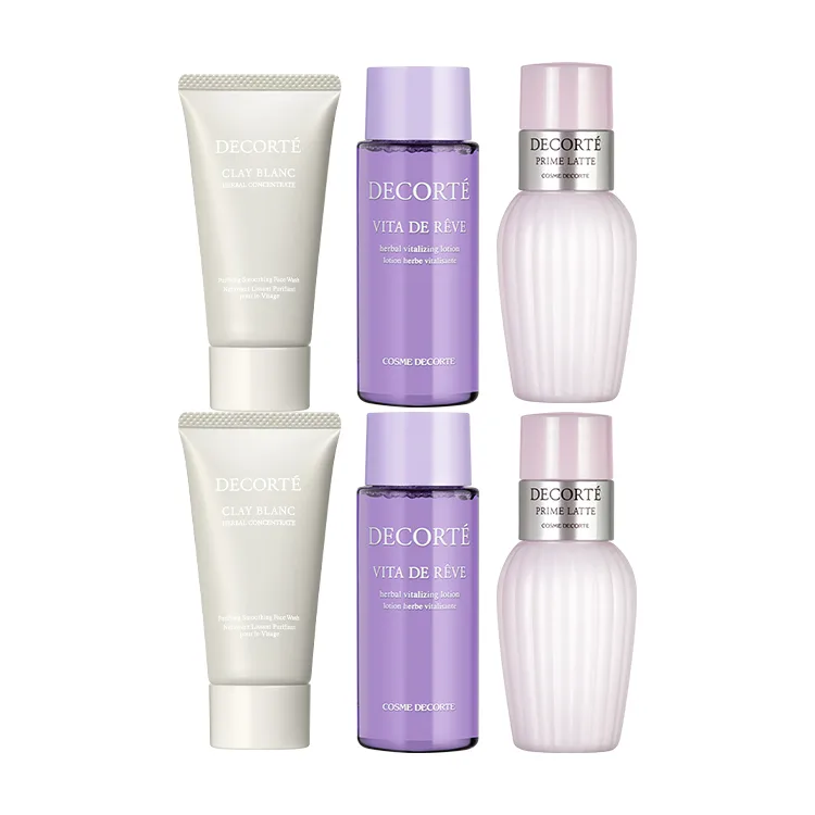 DECORTE Набор пробников увлажняющего очищающего лосьона Butter Perilla, White Clay Cleanser 30g+Perilla Seed Oil and Avocado Water Lotion 30ml — фото 2