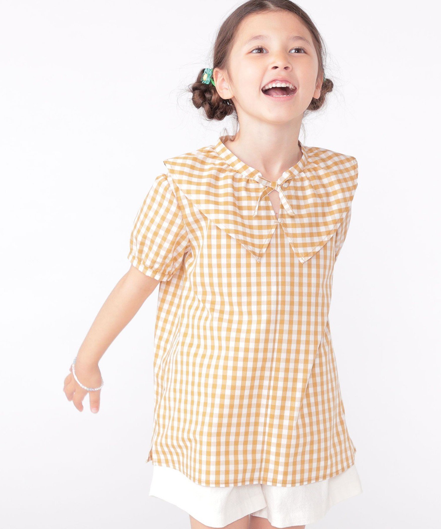 Детская блузка в клетку с коротким рукавом (100-130 см) SHIPS KIDS, Beige — фото 3
