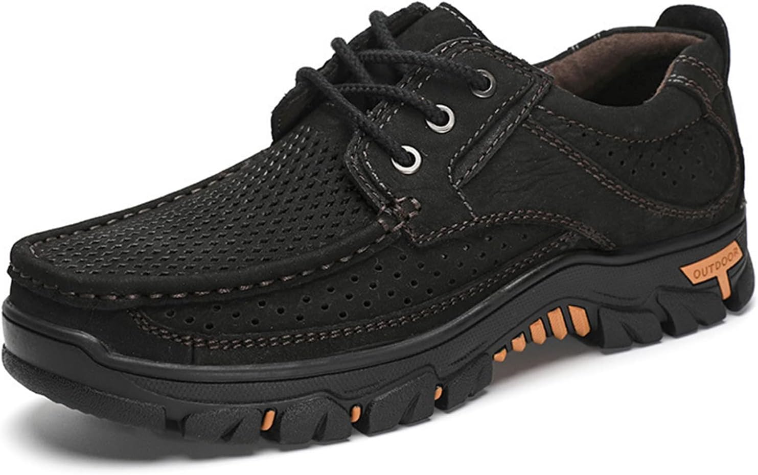 

Мужские кожаные классические лоферы с нескользящей подошвой, повседневные, легкие, дышащие, мягкие и удобные, для прогулок на открытом воздухе, слипоны для походов Purchawee, черный