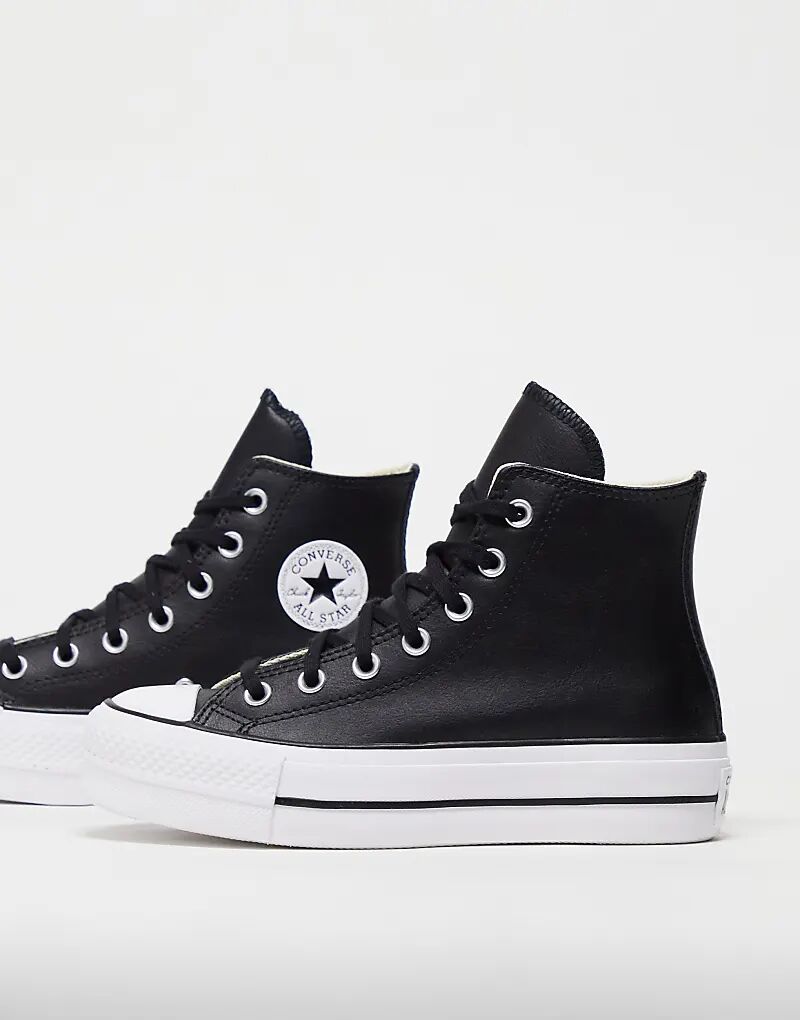 Кроссовки Converse Chuck Taylor All Star Hi Lift на платформе из черной кожи