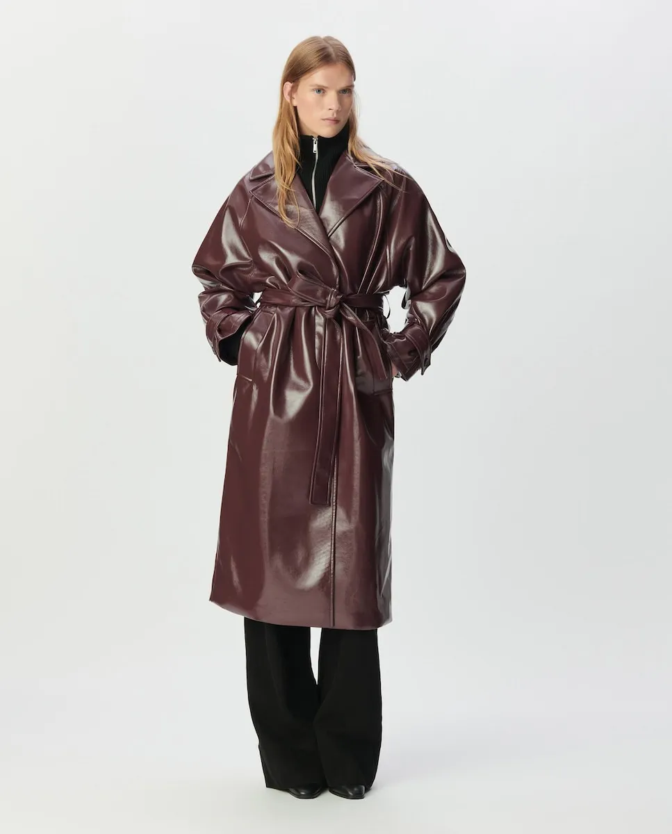 

Женский плащ из винила с съемным поясом IKKS, винный