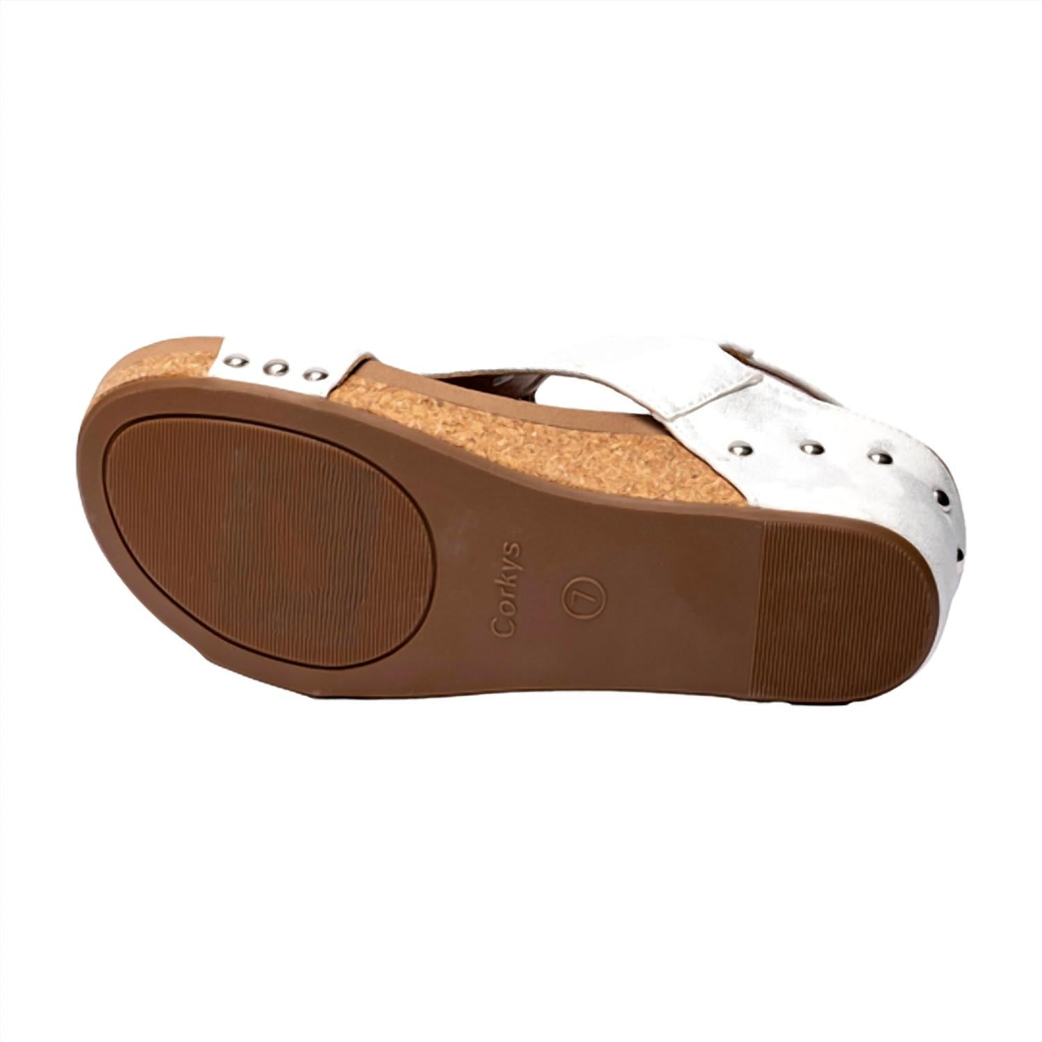 Женские босоножки Volta II с клиновидной подошвой в белом металлике Corkys Footwear — фото 4