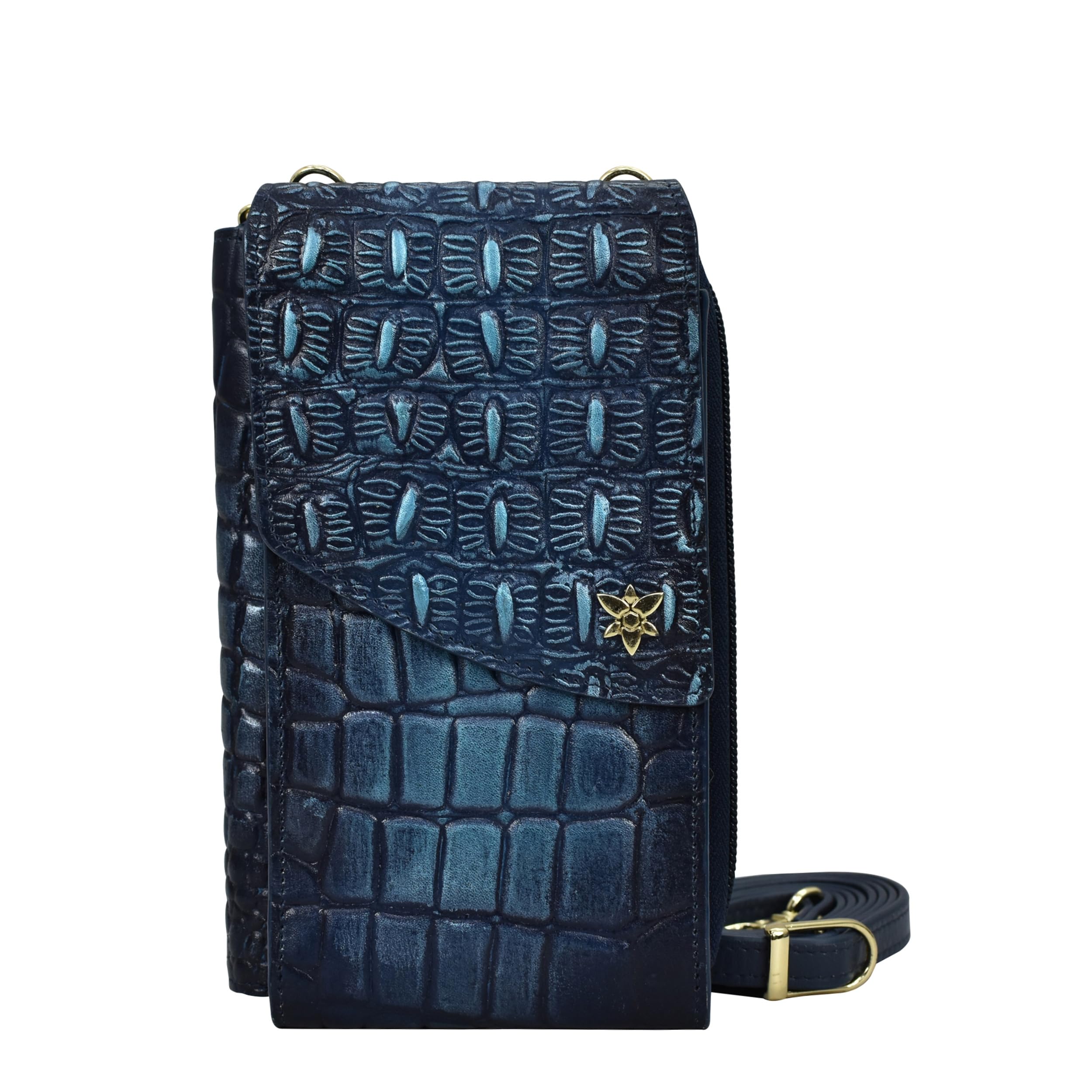 

Кошелек Anuschka 1173 Crossbody Phone Case, цвет Croc Embossed Sapphire