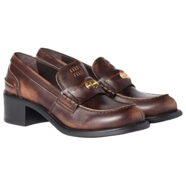 Декольские лоферы 5см women's brown MIU MIU, Original Shoe Box Included — фото 4