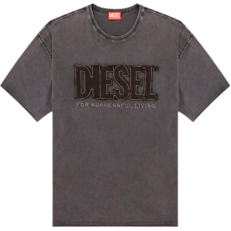 Diesel Мужская футболка, черная, с круглым вырезом, умеренным прямым кроем