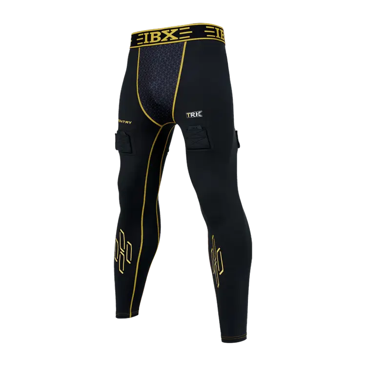 

He Jiagong Детский и юношеский комплект для хоккея с быстрой сушкой, водолазка и брюки, черно-желтый, защита паха, размер XL (рост 155-170 см)