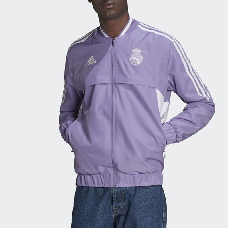 Мужская куртка Real Madrid фиолетового цвета Adidas, фиолетовый — фото 2