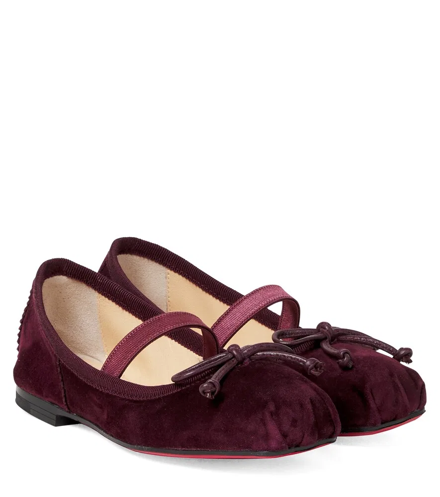 Замшевые балетки Baballet Christian Louboutin Kids, бургунди