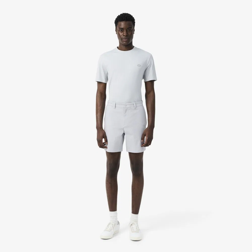 Мужские шорты-бермуды из эластичного полиэстера светло-серые от Lacoste — фото 3