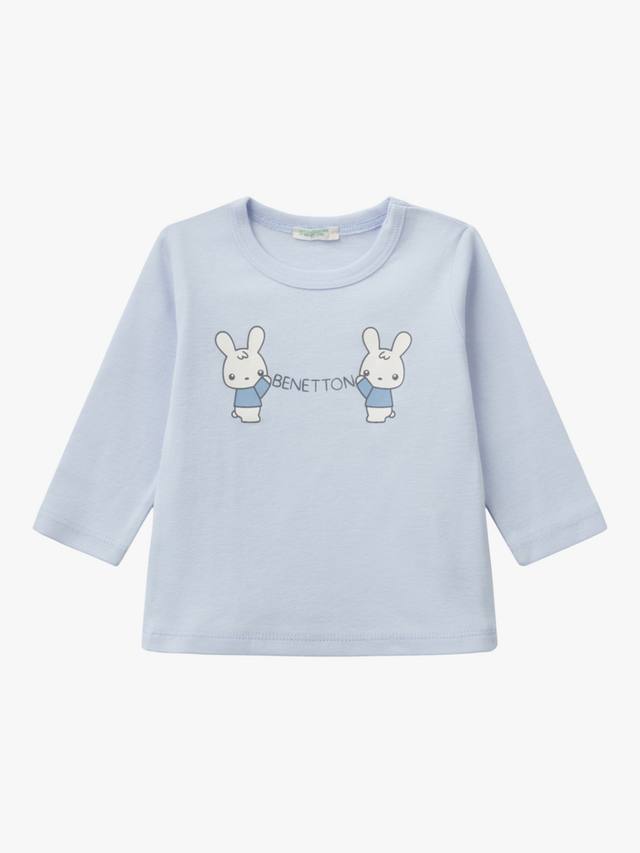 

Футболка с длинным рукавом с логотипом baby Benetton, цвет Light Blue Powder