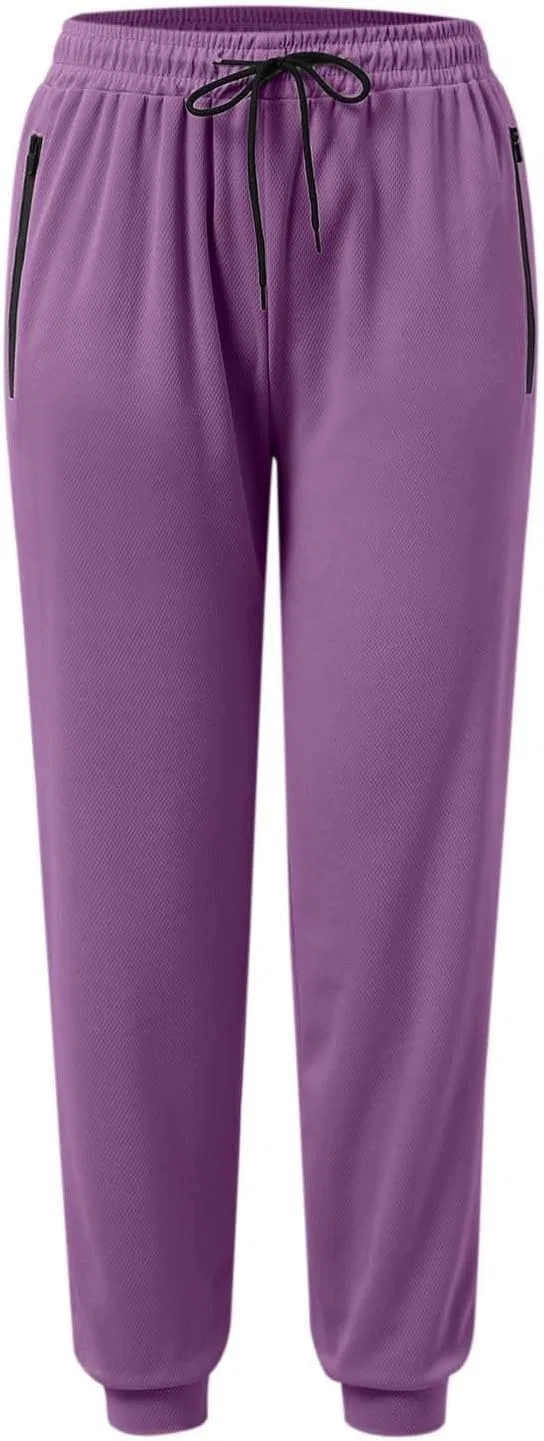 Спортивные брюки с эластичным поясом и карманами на молнии, Generic, Purple — фото 4