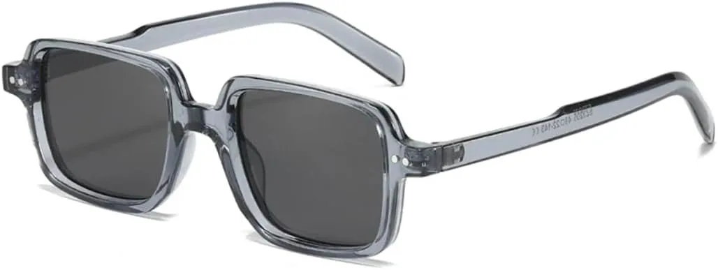 

Винтажные квадратные мужские солнцезащитные очки с заклепками, солнцезащитные очки UV400 для женщин в стиле панк, прозрачные с градиентом UATXTAU, Grey Grey