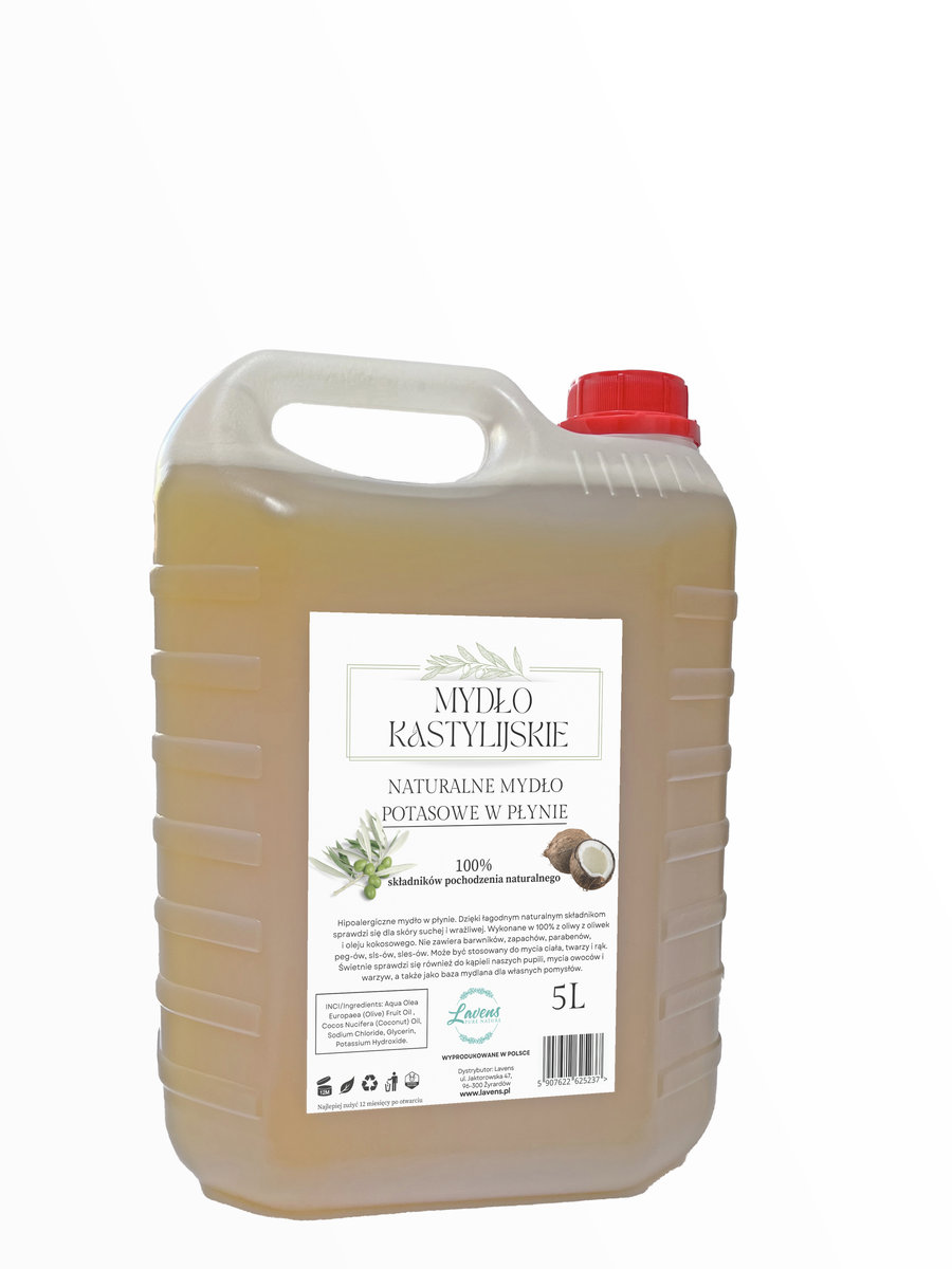 

Lavens, Кастильское мыло, Оливковое для жидкой стирки, Натуральный калий, 5 л