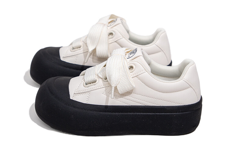Кроссовки Feiyue Skateboarding Shoes Women's Low-top Beige/Black, бежевый/черный — фото 2