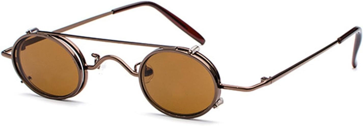 

Винтажные маленькие овальные солнцезащитные очки в стиле стимпанк для женщин и мужчин, ретро-готические, в золотой оправе, черные, в стиле панк VFDHN, Brown Frame Brown