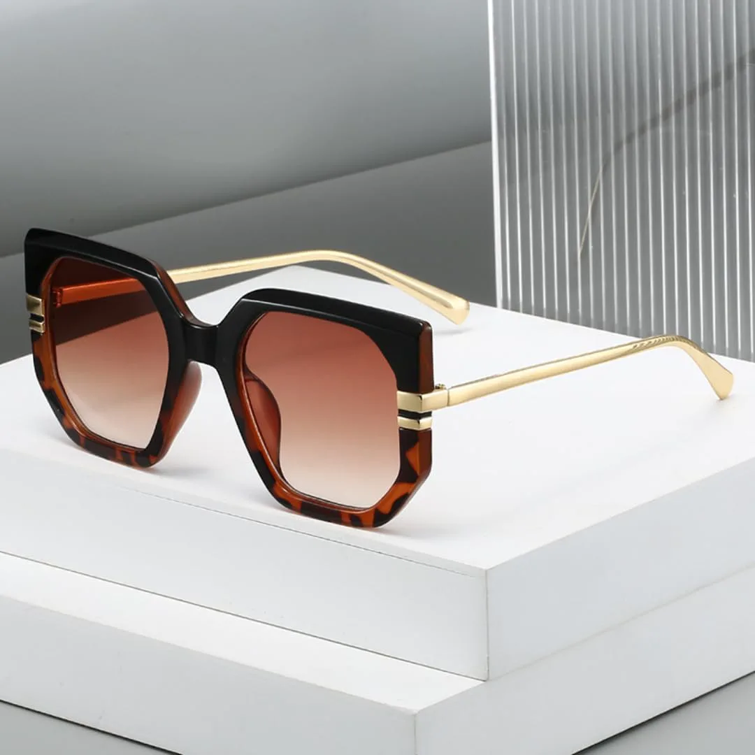 

Солнцезащитные очки Polygon для женщин, UV400, ретро, ​​прозрачные линзы с градиентом Ocean, для мужчин, модный леопардовый принт HHZZYVY, Leopard Dark Green