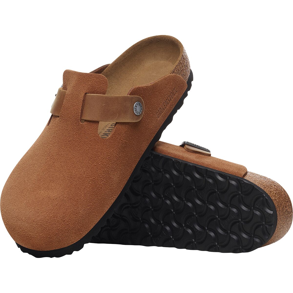Бостон замшевые промасленные кожаные сабо Birkenstock, мультиколор — фото 2