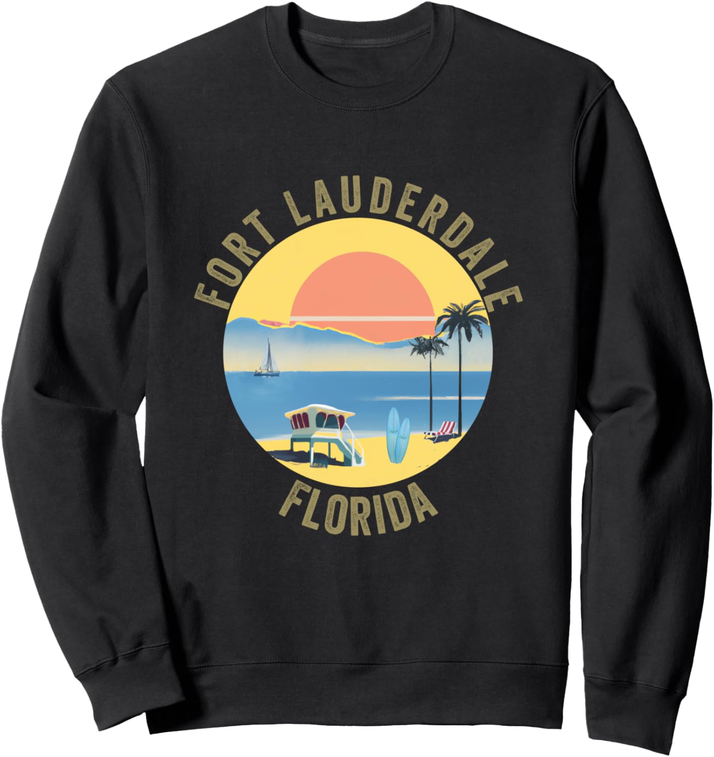 

Сувенирная одежда из Форт-Лодердейла, винтажная толстовка в стиле ретро из Флориды Fort Lauderdale Retro Souvenir Apparel, черный