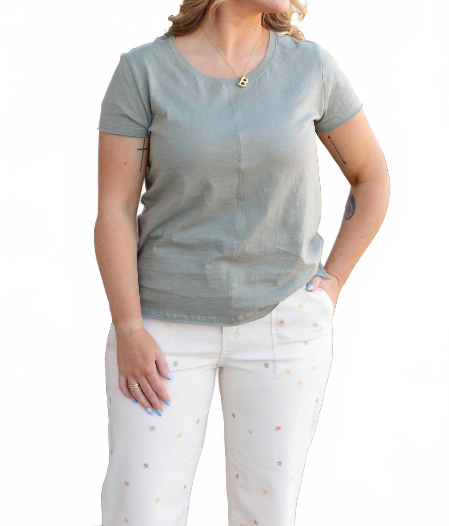 

Женский зеленый топ с коротким рукавом CHARLIE B