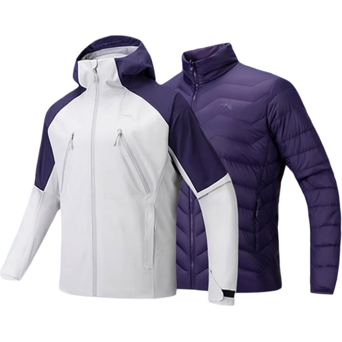 

Мужская водонепроницаемая и ветрозащитная ветровка ZHONGGUOGUOJIADILI, LIANMINGKUAN Anta, microchip серый/nightfall фиолетовый