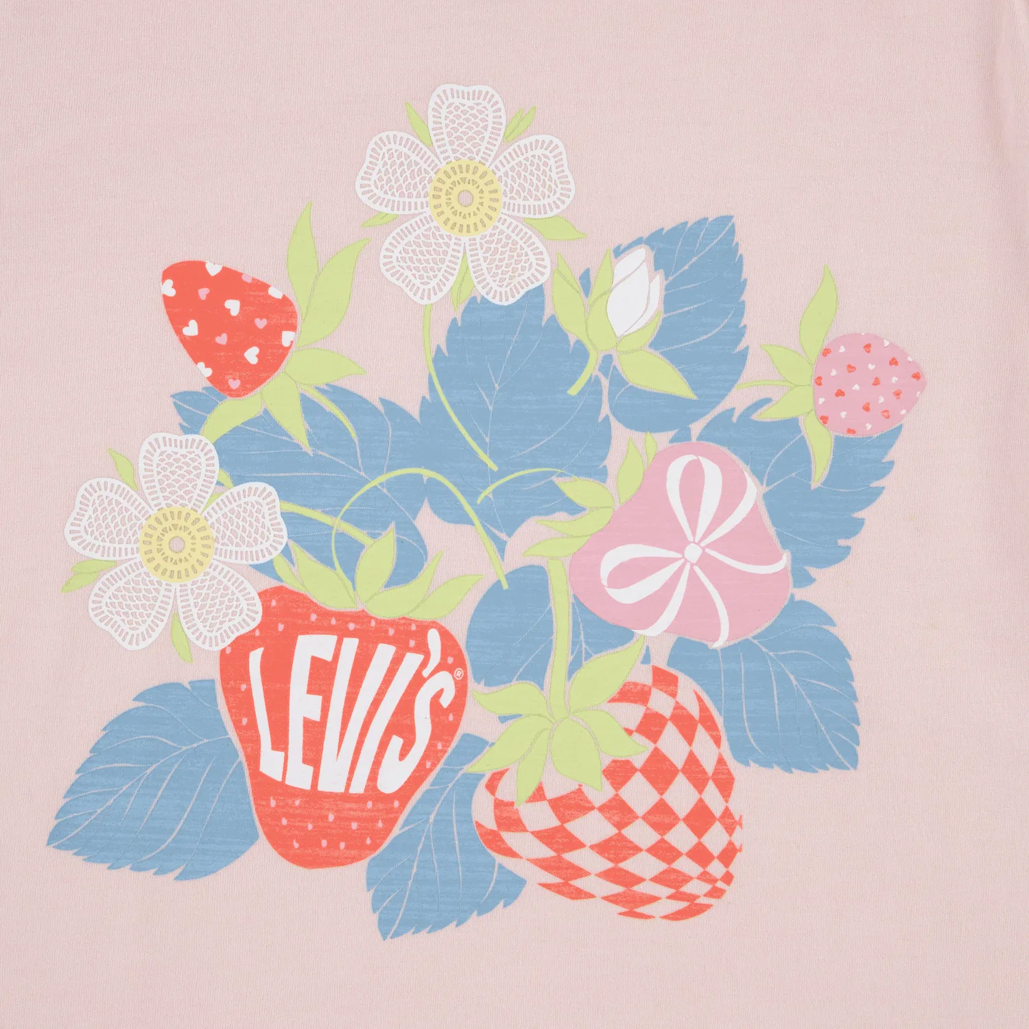 Футболка с коротким рукавом и принтом клубники для девочек 4-6 лет Levi's, Pink — фото 3