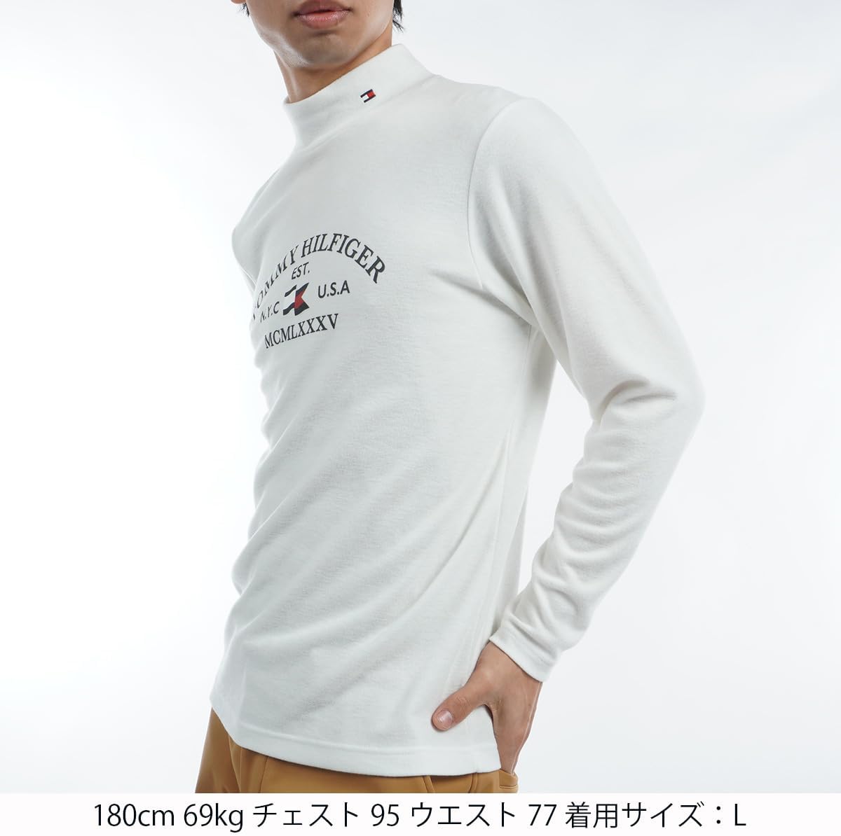 Футболка с длинными рукавами и высоким воротником TOMMY HILFIGER GOLF Arch Logo THMA482, белый — фото 3