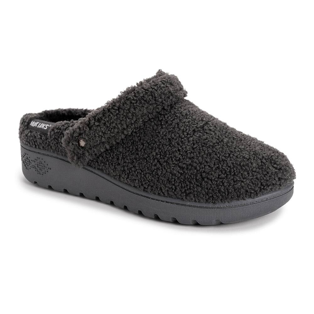 MUK LUKS Quianna Lara Темно-серые женские сабо, цвет Dark Gray Curly Shearl