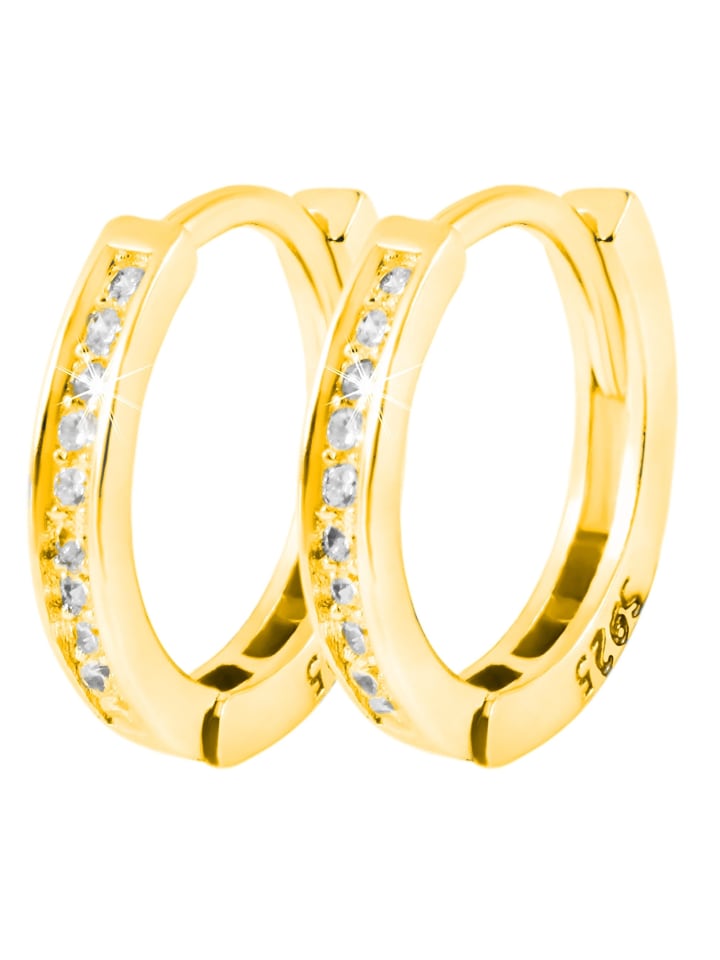 

Adeliás Женские серьги - серьги-кольца на шарнирах из серебра 925 пробы с кубическим цирконием в золоте