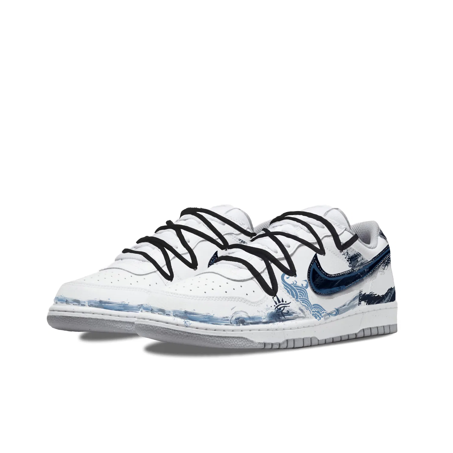 Кроссовки скейтбординговые Nike Big Low бело-синие — фото 4
