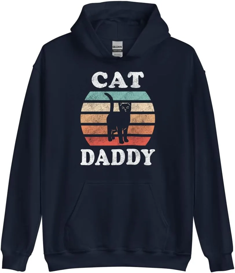 Толстовка Cat Daddy в ретро-стиле, подарок для папы кота, свитер для владельца кота, винтажный джемпер Cat Daddy Generic, темно-синий