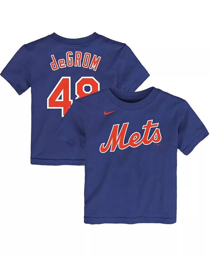 

Футболка с именем и номером игрока Jacob Degrom Royal New York Mets для мальчиков для мальчиков Nike, синий