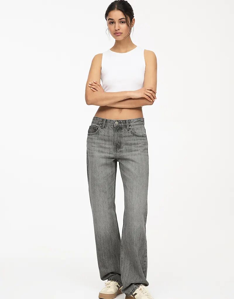 

Джинсы Pull&Bear со средней посадкой, прямые, серые