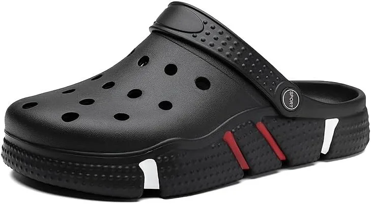 

Унисекс сабо, садовая обувь, легкие нескользящие шлепанцы, повседневные пляжные сандалии с вырезами, обувь для взрослых Hhhchpm, черный