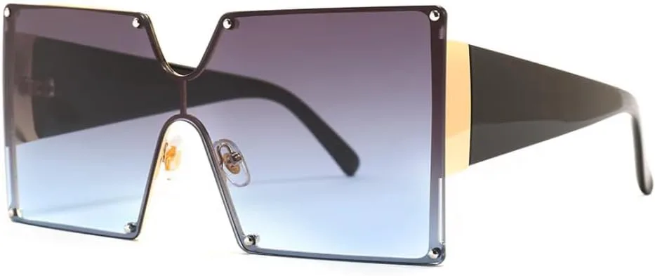 

Большие солнцезащитные очки для женщин, без оправы, градиентные, роскошные, ретро, ​​с защитой от УФ-излучения UV400, винтажные, мужские VVTWSSW, Gray Blue