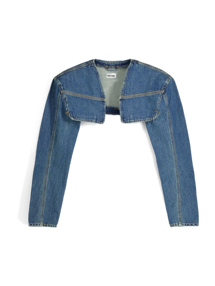 

Укороченный кардиган Bershka Bolero, синий деним